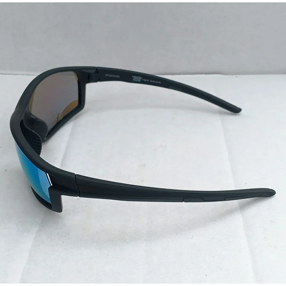 Tek Gear Rubberized Wrap Around Sunglasses-Polarized Blue Lens-Non SLip-UVA/B